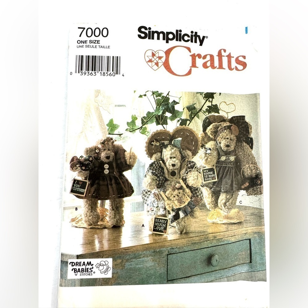 VTG Simplicity Crafts Dream Babies Country Teddy Bear Angels UNCUT Pattern